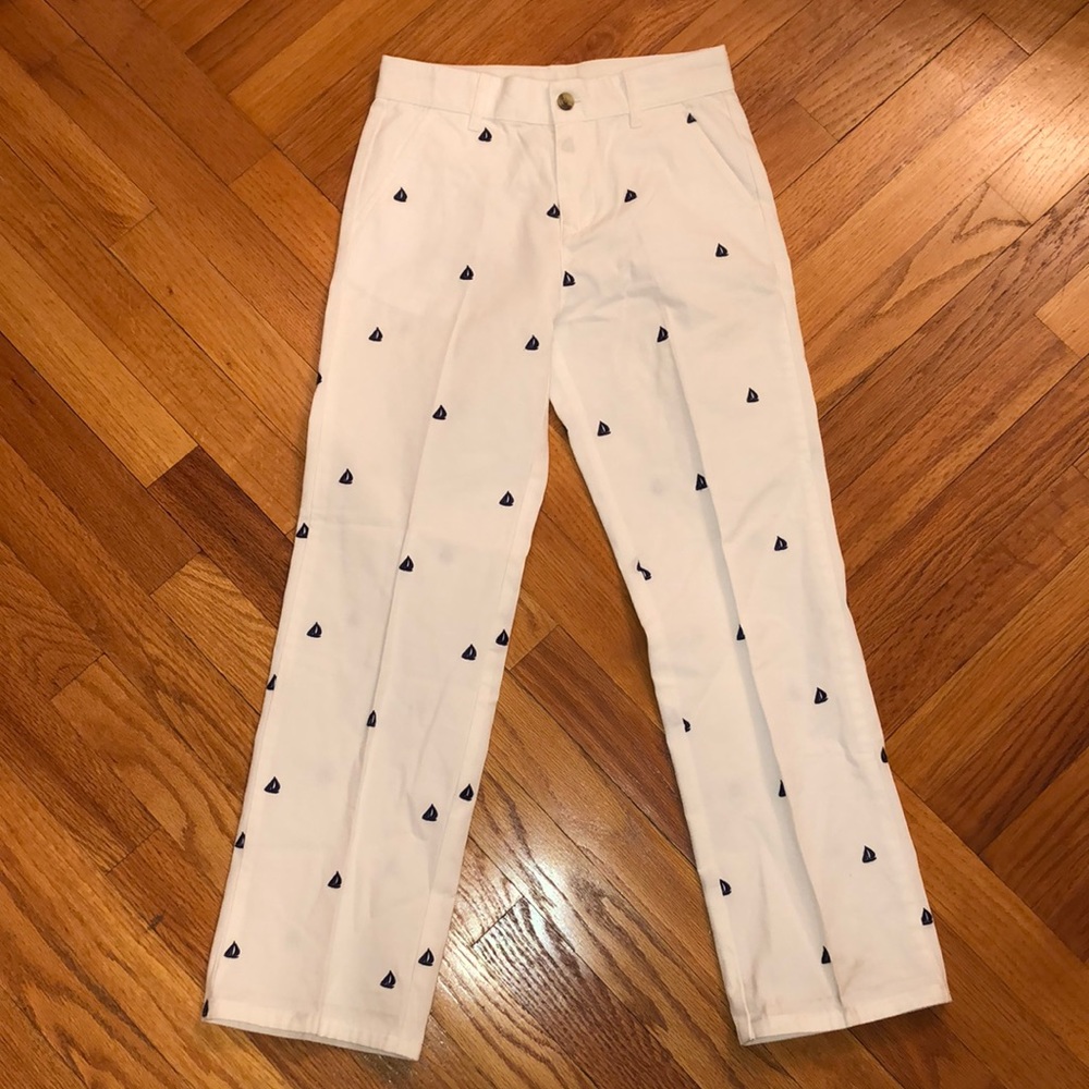 Janie and Jack Sailboat pants Preppy white & navy
